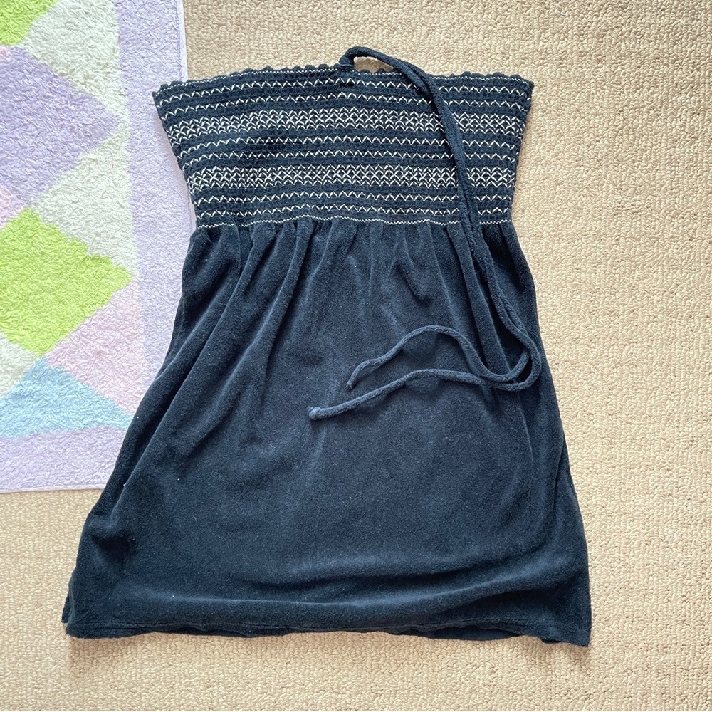 Juicy Couture Authentic Y2K Black Mini Terry Halter Dress - S